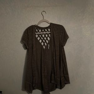 Maurices, gray, short sleeve coverup with semi open back.